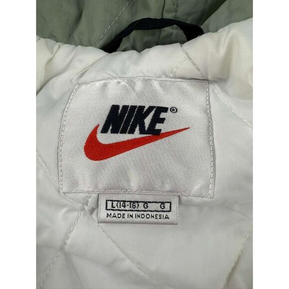 Vintage Nike Hooded Jacket Boys L 14/16 Black Zip Front Swoosh Embroidered Nylon - Picture 3 of 8